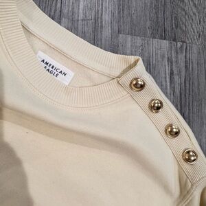 American Eagle Outfitters Cream Sweater with Gold Buttons